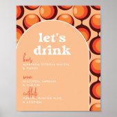 Groovy 70s Let's Drink's 結婚バーの看板 ポスター (正面)