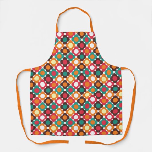 Groovy 70s Retro Flower Pattern | Bold Boho Floral エプロン (正面)