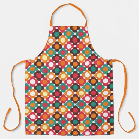 Groovy 70s Retro Flower Pattern | Bold Boho Floral エプロン (正面)
