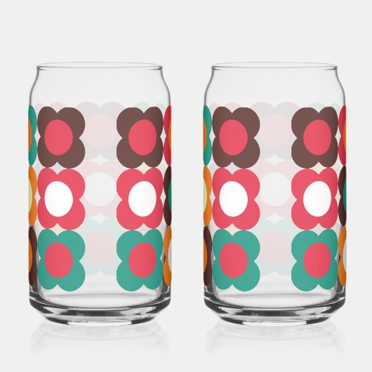 Groovy 70s Retro Flower Pattern | Bold Boho Floral ガラス缶 (右)