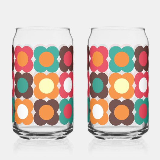 Groovy 70s Retro Flower Pattern | Bold Boho Floral ガラス缶 (裏面)