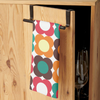 Groovy 70s Retro Flower Pattern | Bold Boho Floral キッチンタオル