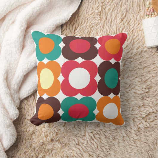 Groovy 70s Retro Flower Pattern | Bold Boho Floral クッション (ブランケット)