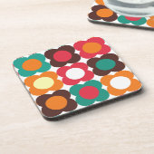 Groovy 70s Retro Flower Pattern | Bold Boho Floral コースター (左側)