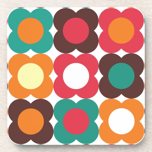 Groovy 70s Retro Flower Pattern | Bold Boho Floral コースター (正面)