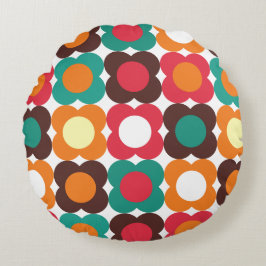 Groovy 70s Retro Flower Pattern | Bold Boho Floral ラウンドクッション
