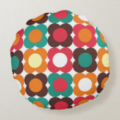 Groovy 70s Retro Flower Pattern | Bold Boho Floral ラウンドクッション (裏面)