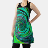 Groovy Abstract Retro Green and Magenta Swirl エプロン (インサイチュ)