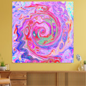 Groovy Abstract Retro Red, Purple and Pink Swirl キャンバスプリント (インサイチュ (リビング))