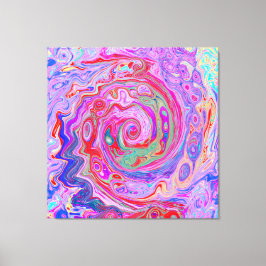 Groovy Abstract Retro Red, Purple and Pink Swirl キャンバスプリント