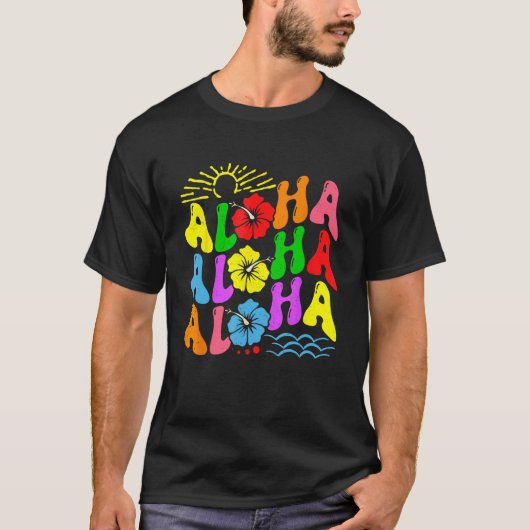 Groovy Aloha Hawaii Beach Summer Vacation Family C Tシャツ (正面)