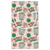 Groovy and Bright Pink and Green Retro Holiday スモールペーパーバッグ (裏面)