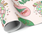 Groovy and Bright Pink and Green Retro Holiday ラッピングペーパー (ロールコーナー)
