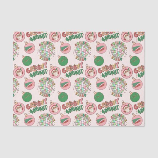 Groovy and Bright Pink and Green Retro Holiday 薄葉紙 (正面)