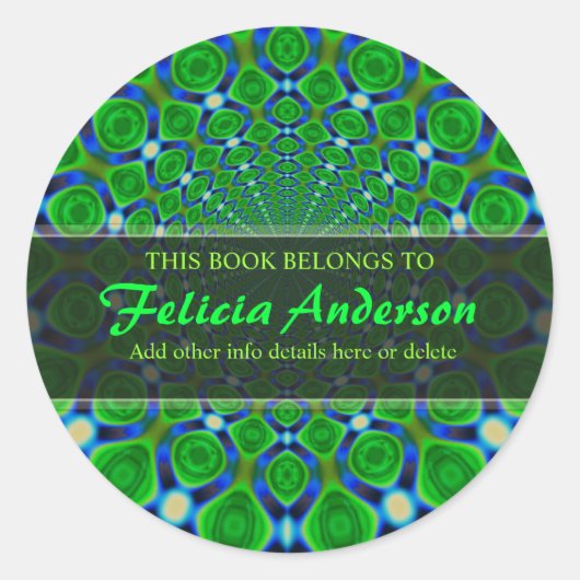 Groovy Art Bookサイケデリックラトリップ(幻覚体験)のようなベルスタンプ ラウンドシール (正面)