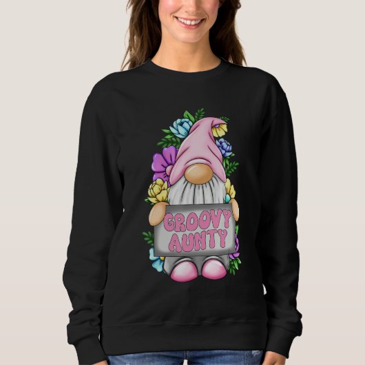 Groovy Aunty Gnome Happy Mothers Day For Mom Gnomi スウェットシャツ (正面)