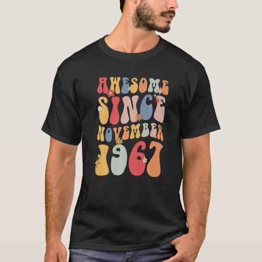 Groovy Awesome Since November 1967 Retro  55th Tシャツ (正面)