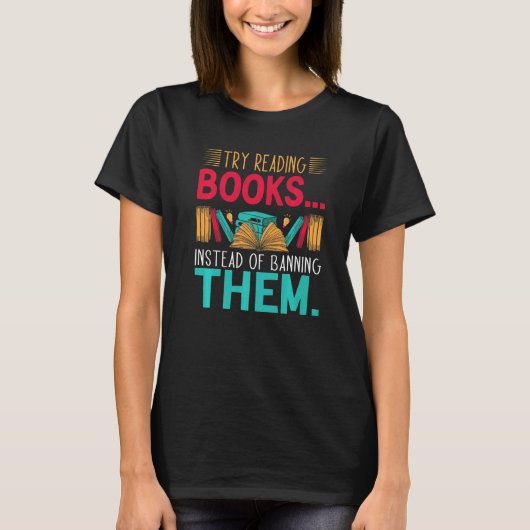 Groovy B読を禁止する代わりに本を試す Tシャツ (正面)