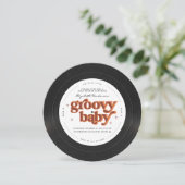 Groovy Baby | レトロなビニールレコードのベビーシャワー 招待状 (スタンド正面)