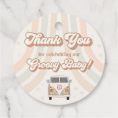 Groovy baby shower retro 70sテーマメッセージカード フェイバータグ (裏面)