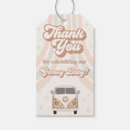 Groovy baby shower retro 70sテーマ ギフトタグ