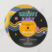 Groovy Baby Shower Vinylレコードヴィンテージ70s 80s 招待状 (正面/裏面)
