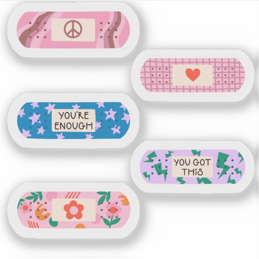 Groovy Band-Aid -レトロやる気を起こさせる修復デザイン シール (正面)