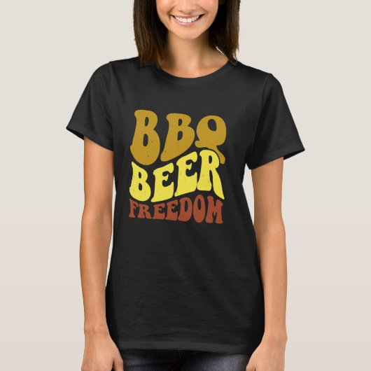 Groovy BBQ Beer Freedom BBQ Love Tシャツ (正面)