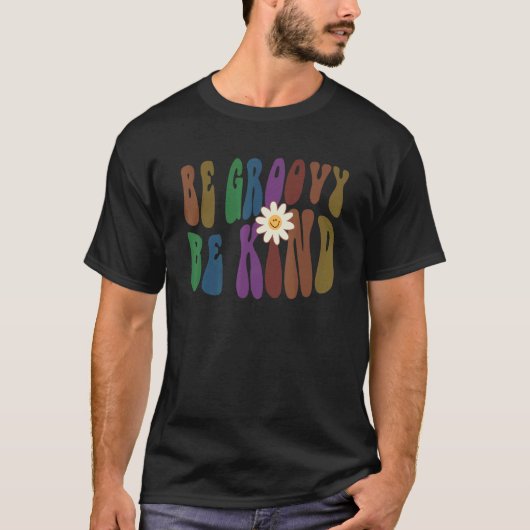 Groovy BE GROOVY BE KIND Retro Anti Bullying Choos Tシャツ (正面)