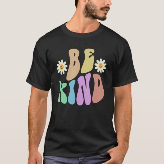 Groovy BE KIND Retro Stop Bullying Choose Kindness Tシャツ (正面)
