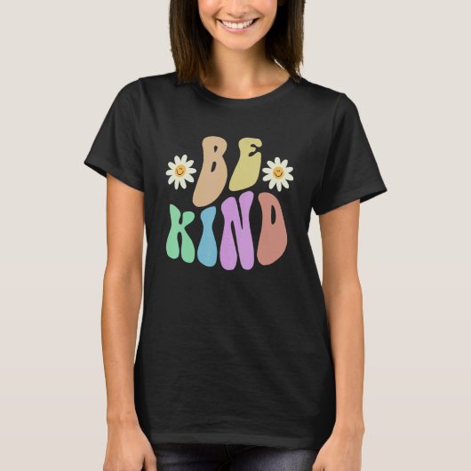 Groovy BE KIND Retro Stop Bullying Choose Kindness Tシャツ (正面)