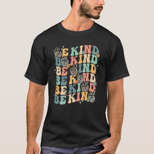 Groovy Be Kind Sign Language ASL Finger Spelling K Tシャツ (正面)