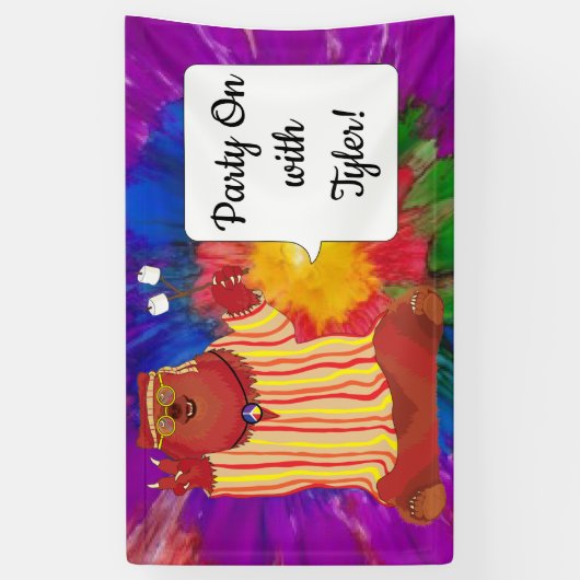 Groovy Bearカラフルパーティーバナー 横断幕 (縦)