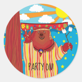Groovy Bear Roundステッカー ラウンドシール