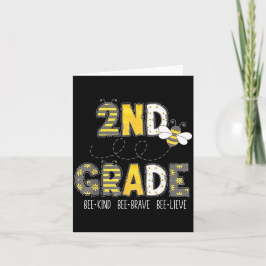 Groovy Bee Kind 2nd Grade First Day of Second カード (正面)
