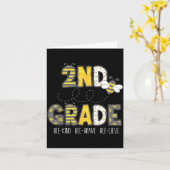 Groovy Bee Kind 2nd Grade First Day of Second カード (黄色い花)