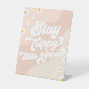 Groovy Birthday Party Bohoデイジーデコレーション表 台座サイン