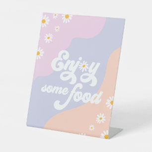 Groovy Birthday Party Bohoデイジーデコレーション表 台座サイン