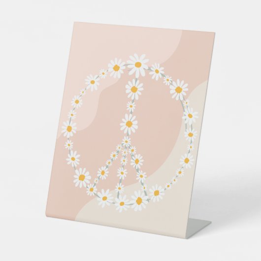 Groovy Birthday Party Bohoデイジーデコレーション表 台座サイン (正面)