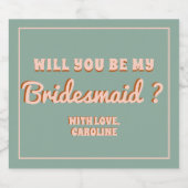 Groovy Blue はっきりした Pink Red Bridesmaidの提案 スパークリングワインラベル (シングルラベル)