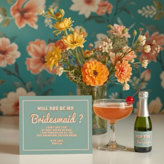 Groovy Blue はっきりした Pink Red Bridesmaidの提案 招待状