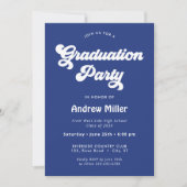 Groovy Blue Graduation Party Photo on Back シーズンカード (正面)
