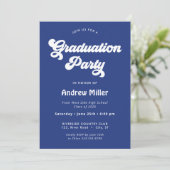 Groovy Blue Graduation Party Photo on Back シーズンカード (スタンド正面)