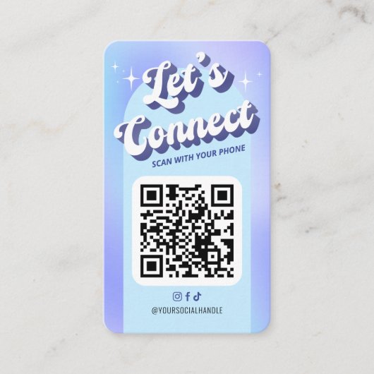 Groovy Blue PurpleトレンディーソーシャルメディアQRコード 名刺 (正面)
