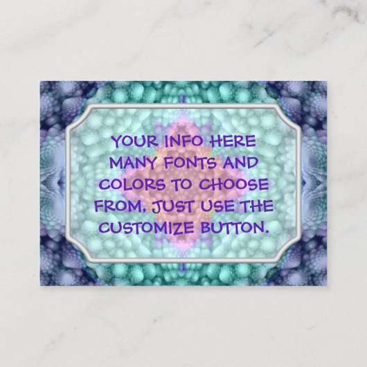 Groovy BlueVintageフラク   タル万華鏡のように千変万化するパターン 名刺 (裏面)