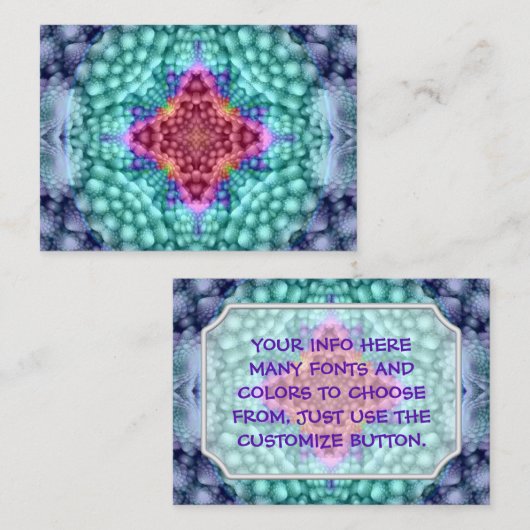 Groovy BlueVintageフラク タル万華鏡のように千変万化するパターン 名刺 (正面/裏面)