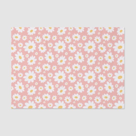 Groovy Blush Boho Daisy Floral Garden Pattern 薄葉紙 (正面)