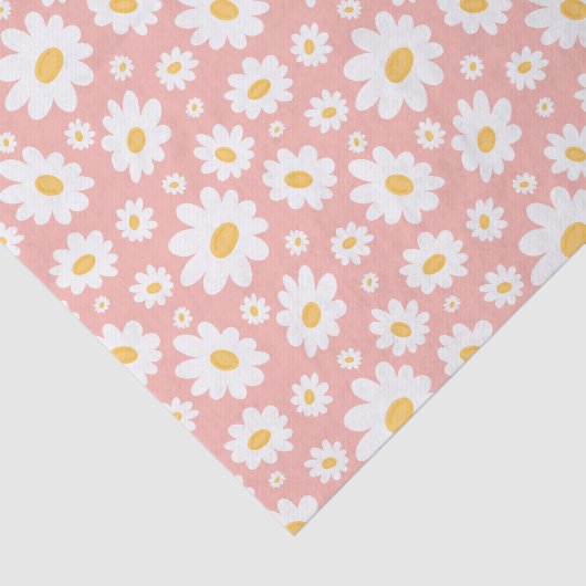 Groovy Blush Boho Daisy Floral Garden Pattern 薄葉紙 (詳細)