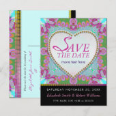 Groovy Bohemian Hippy日付ブラックポストカードを保存 案内ポストカード (正面/裏面)