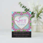 Groovy Bohemian Hippy日付ブラックポストカードを保存 案内ポストカード (スタンド正面)